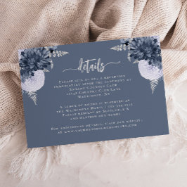 Dusty Blue Silver Floral Wedding Details Informatiekaartje