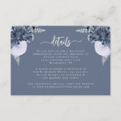 Dusty Blue Silver Floral Wedding Details Informatiekaartje (Voorkant)
