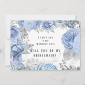 Dusty Blue Silver Floral zal je mijn Bridesmaid zi Kaart (Voorkant)