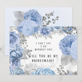 Dusty Blue Silver Floral zal je mijn Bridesmaid zi Kaart