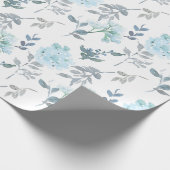 Dusty Blue & Silver Florals | WATERVERF Cadeaupapier (Hoek)