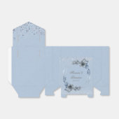 Dusty Blue Silver Geometric Floral Wedding Bedankdoosjes (Uitgevouwen)