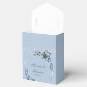 Dusty Blue Silver Geometric Floral Wedding Bedankdoosjes (Geopend)