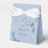 Dusty Blue Silver Geometric Floral Wedding Bedankdoosjes (Voorkant Zijde)