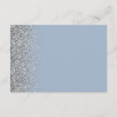 Dusty Blue Silver Glitter Edge Bruiloft Details Informatiekaartje (Achterkant)