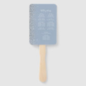 Dusty Blue Silver Glitter Edge Trouwprogramma Handwaaier (Achterkant)