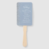 Dusty Blue Silver Glitter Edge Trouwprogramma Handwaaier (Voorkant)