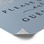 Dusty Blue & Silver Glitter Guest Book Sign Poster (Hoek)