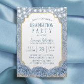 Dusty Blue & Silver Glitter Ombre Graduation Party Kaart