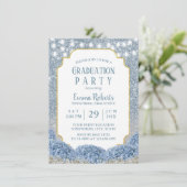 Dusty Blue & Silver Glitter Ombre Graduation Party Kaart (Staand voorkant)