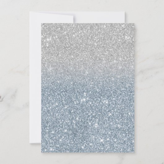 Dusty Blue & Silver Glitter Ombre Graduation Party Kaart (Achterkant)