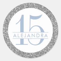 Dusty Blue Silver Glitter Quince Años Birthday