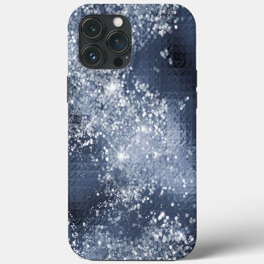 Dusty Blue Silver Glitter Sparkly Case-Mate iPhone Case (Achterkant)