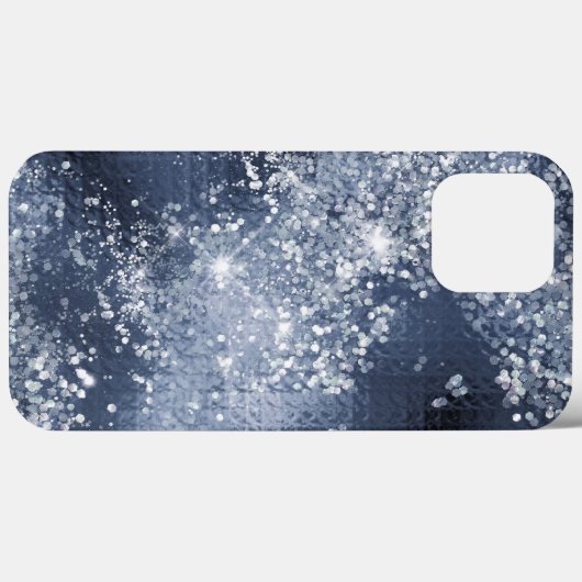 Dusty Blue Silver Glitter Sparkly Case-Mate iPhone Case (Achterkant (horizontaal))