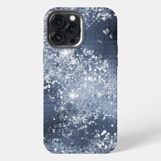 Dusty Blue Silver Glitter Sparkly iPhone Hoesje (Achterkant)