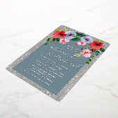 Dusty Blue Silver Glitter Waterverf Floral Arch Folie Uitnodiging (Gedraaid)