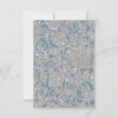 Dusty Blue Silver Glitter Waterverf Floral Arch RSVP Kaartje (Achterkant)
