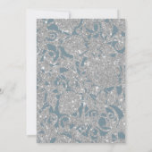 Dusty Blue Silver Glitter Waterverf Floral Arch Save The Date (Achterkant)