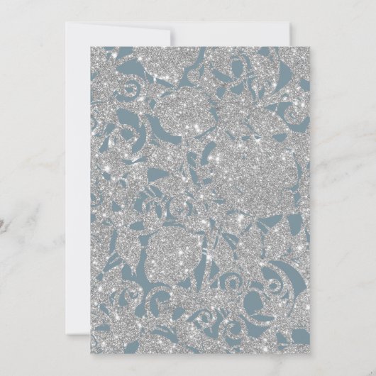 Dusty Blue Silver Glitter Waterverf Floral Arch Save The Date (Achterkant)
