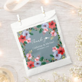 Dusty Blue Silver Glitter Waterverf Floral Bedankzakje (Geknipt)