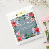 Dusty Blue Silver Glitter Waterverf Floral Bedankzakje (Gezegeld)