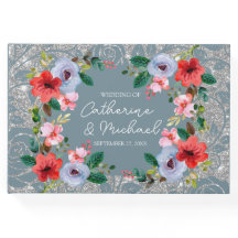 Dusty Blue Silver Glitter Waterverf Floral