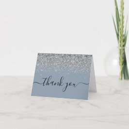 Dusty Blue & Silver Glitter Weddenschap Hartelijk  Aankondiging
