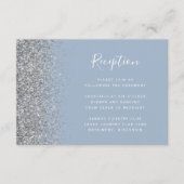 Dusty Blue Silver Glitter Wedding Reception Informatiekaartje (Voorkant)