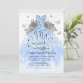 Dusty Blue Silver Jurk Mis Quince Quinceañera Kaart (Staand voorkant)