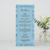 Dusty Blue Silver Marble Glitter 4x9 Wedding Menu (Staand voorkant)