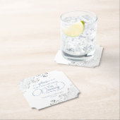 Dusty Blue & Silver niet mijn Drink bruiloft Kartonnen Onderzetters (Insitu)