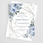 Dusty Blue Silver Quinceañera Save The Date