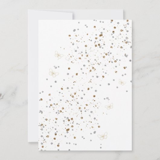 Dusty Blue Silver Quinceañera Save The Date (Achterkant)