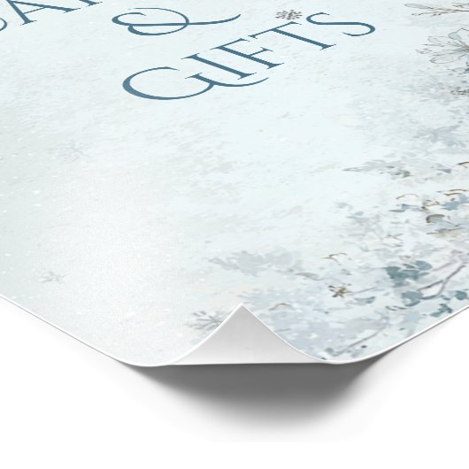 Dusty Blue Silver Rose Wedding Cards Gifts Sign Foto Afdruk (Hoek)