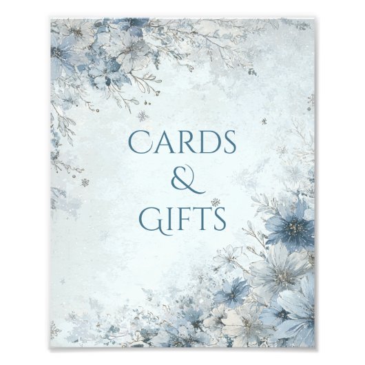 Dusty Blue Silver Rose Wedding Cards Gifts Sign Foto Afdruk (Voorkant)