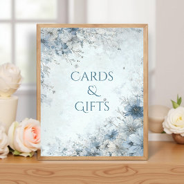 Dusty Blue Silver Rose Wedding Cards Gifts Sign Foto Afdruk