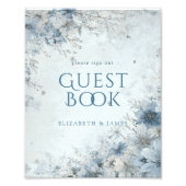 Dusty Blue Silver Rose Wedding Guest Book Sign Foto Afdruk (Voorkant)