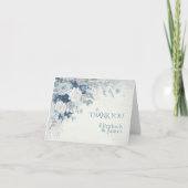 Dusty Blue Silver Rose Winter Floral Wedding Bedankkaart (Voorkant)