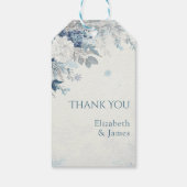 Dusty Blue Silver Rose Winter Floral Wedding Cadeaulabel (Achterkant)