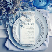 Dusty Blue Silver Rose Winter Floral Wedding Menu