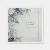 Dusty Blue Silver Rose Winter Floral Wedding Servet (Voorkant)