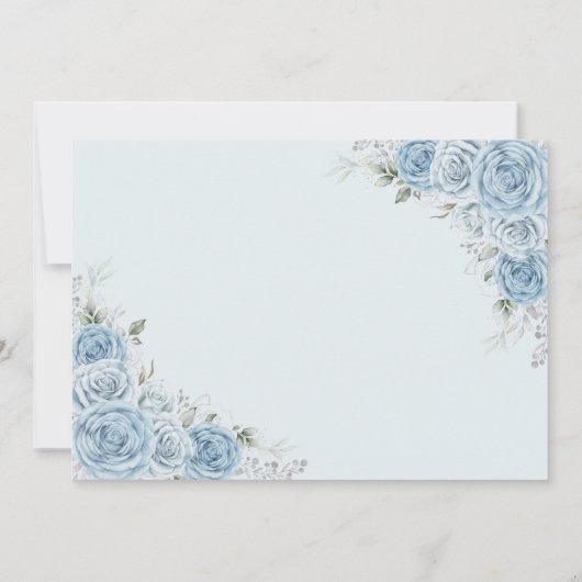 Dusty Blue Silver Rozen Quinceanera Save the Date Aankondiging (Achterkant)