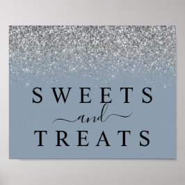 Dusty Blue & Silver Sweets & Treatment Dessert Sig Poster
