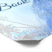 Dusty Blue Silver Winter Sneeuwvlok 15e gastenboek Poster (Hoek)