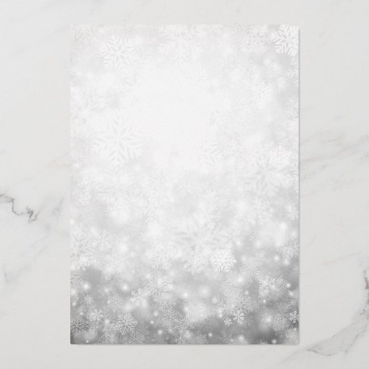 Dusty Blue Silver Winter Snowflake Quinceanera Folie Uitnodiging (Achterkant)