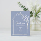 Dusty Blue Simple Arch Botanical Wedding Thank You Briefkaart (Staand voorkant)