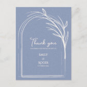 Dusty Blue Simple Arch Botanical Wedding Thank You Briefkaart (Voorkant)