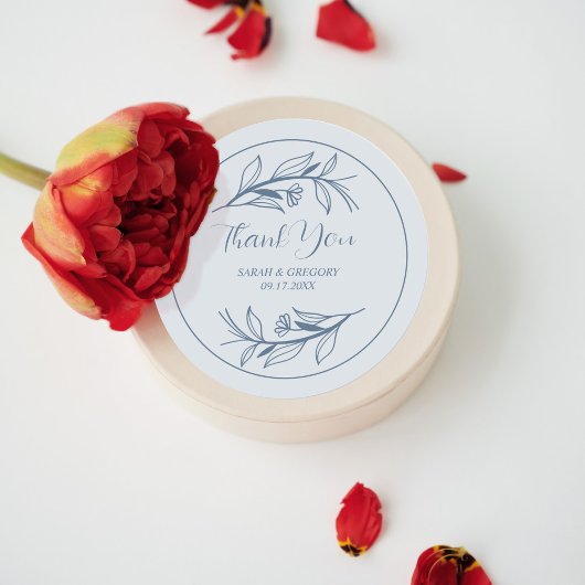 Dusty Blue Simple Boho Dank u bruiloft gunst Ronde Sticker