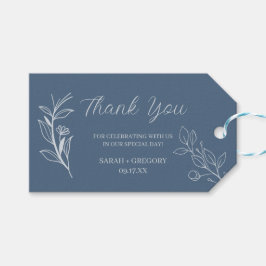 Dusty Blue Simple Boho Floral Bedankt Favor Cadeaulabel