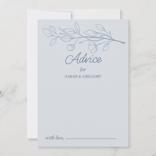 Dusty Blue Simple Boho Floral bruiloft advies Kaart (Voorkant)